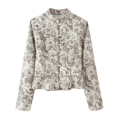 Floral Stand Collar Jacket