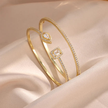 Geometric Zircon Copper Bangle