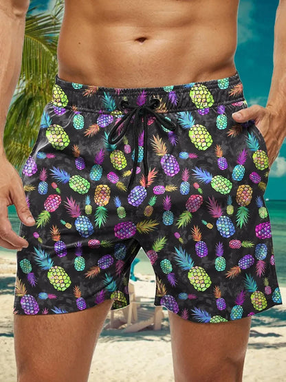3D Floral Print Swim Trunks