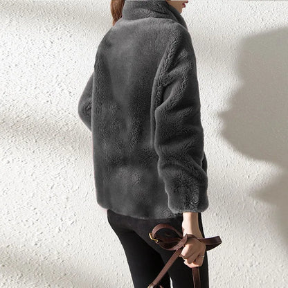Faux Fur Zip Cardigan Coat