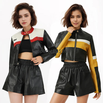 Short PU Leather Biker Jacket