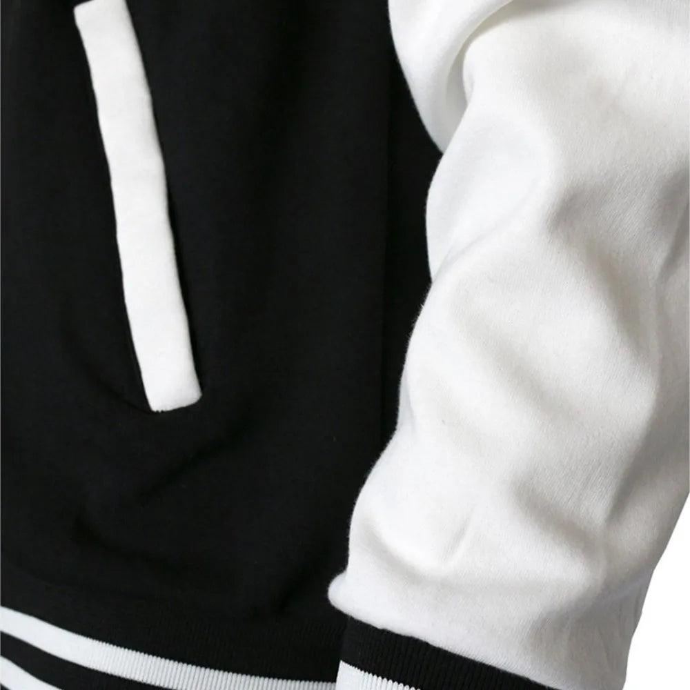 Letter Print Fleece Baseball Jacket