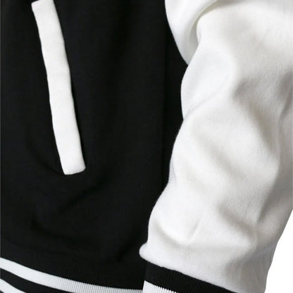 Letter Print Fleece Baseball Jacket