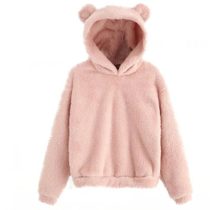 Bear Ear Fluffy Pullover Hoodie