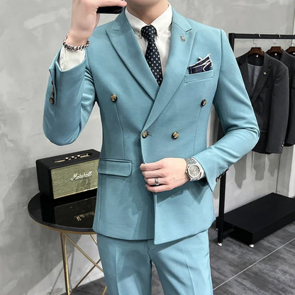 Jacket Pants Solid Color Suit