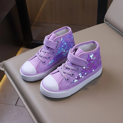 Holographic Scale Mid-Top Canvas Shoes