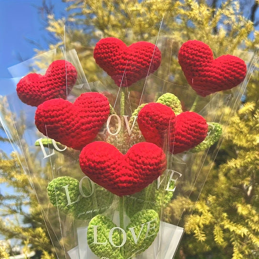Hand-Knitted Heart Bouquet