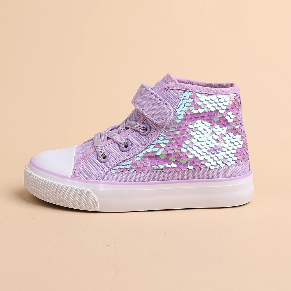 Double-Closure Mid-Top Canvas Shoes