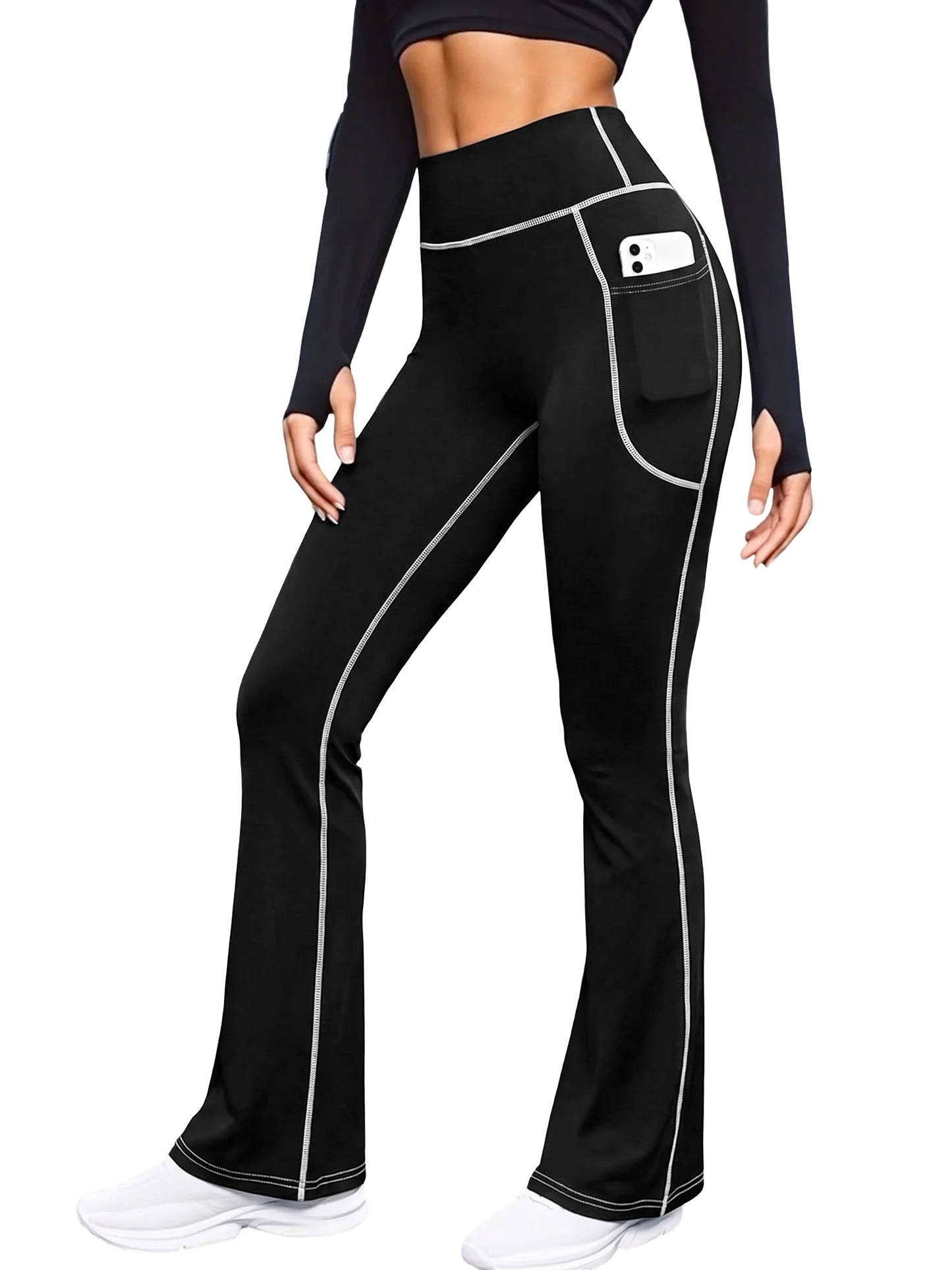 Contrast-Seam Flare Sport Trousers