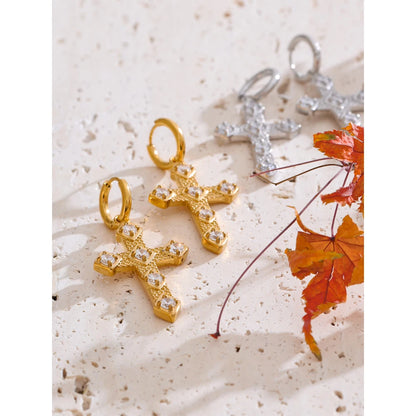 Cross Hoop Earrings