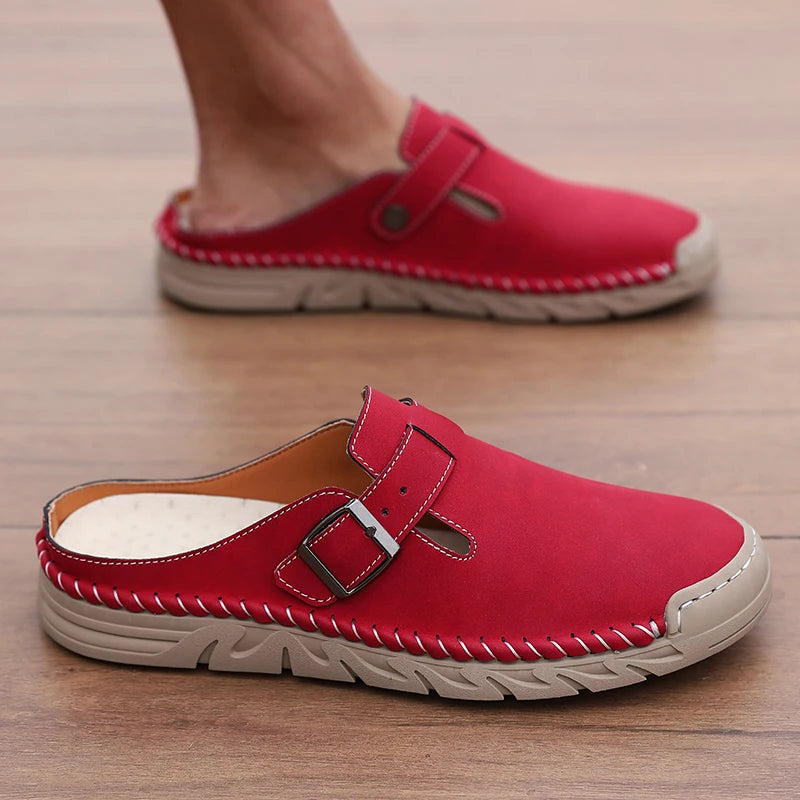 Backless Leather Mule Loafers