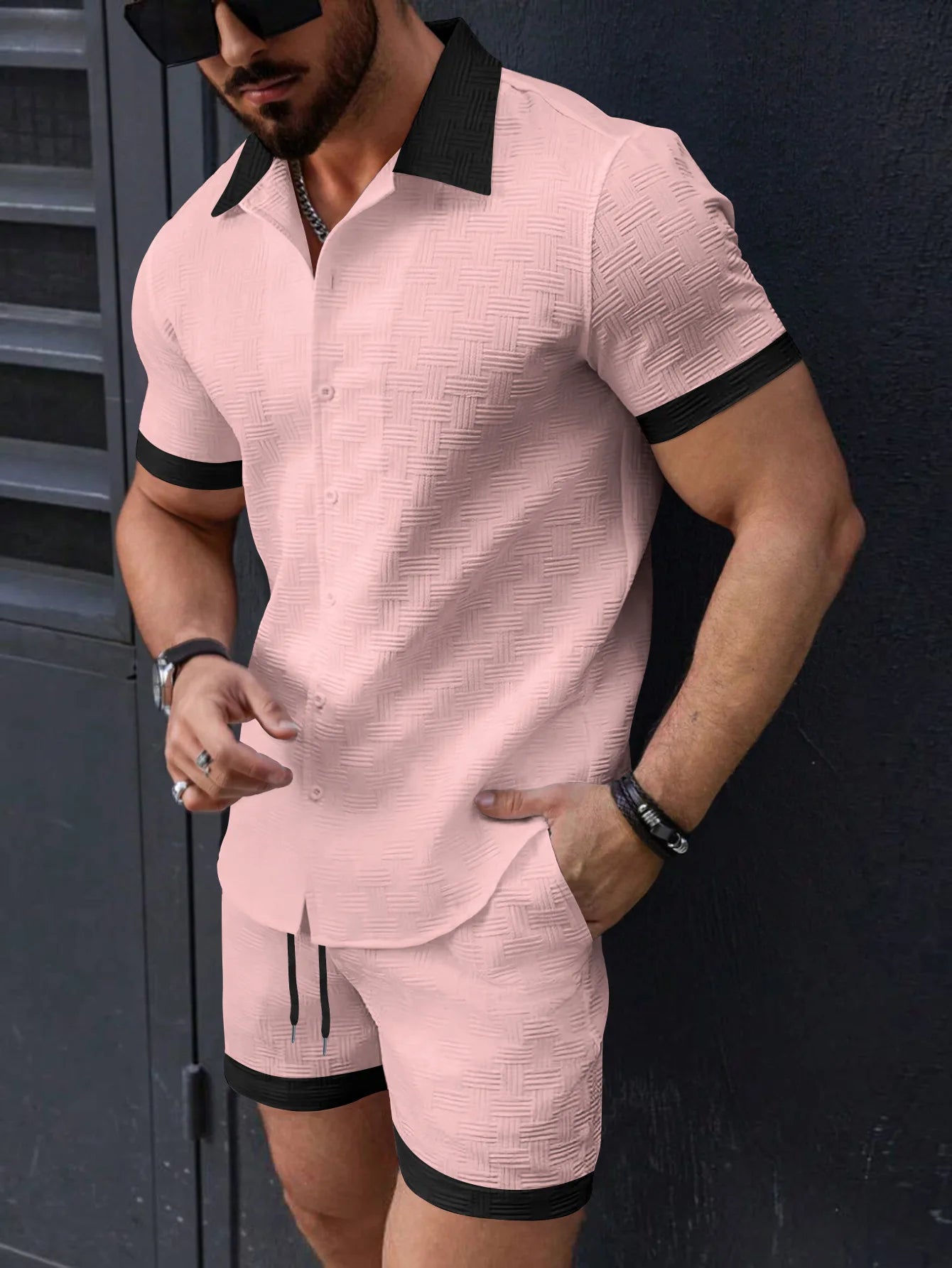 Cotton Linen Jacquard Shirt Set