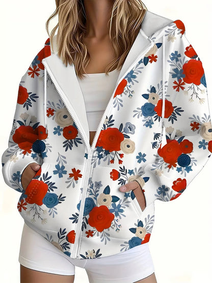 3D Graffiti Print Zip Hoodie