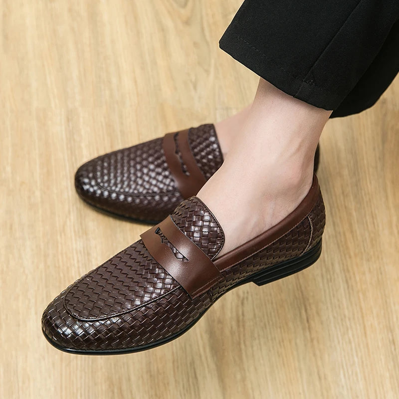 Leather Plaid Bean Loafers