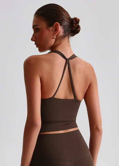 Cross-Back Padded Tank Bra