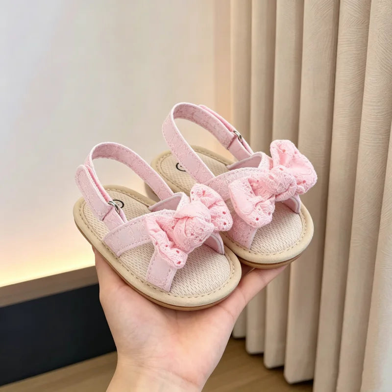 Eyelet Bow Back-Strap Baby Sandals