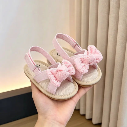 Eyelet Bow Back-Strap Baby Sandals