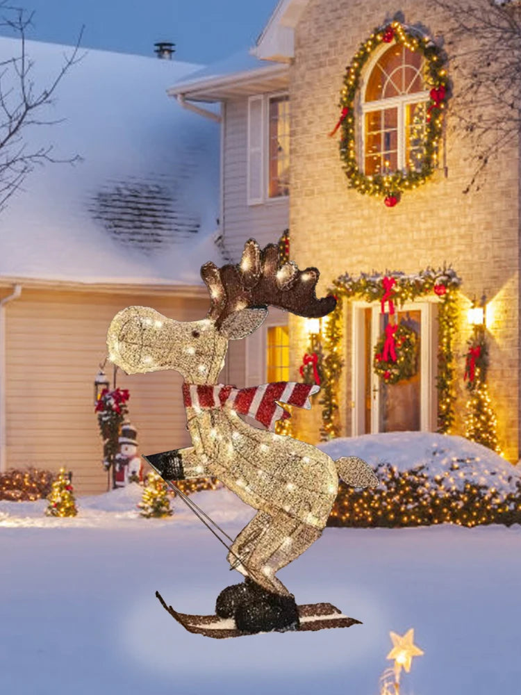 Glowing Ski Reindeer Ornaments