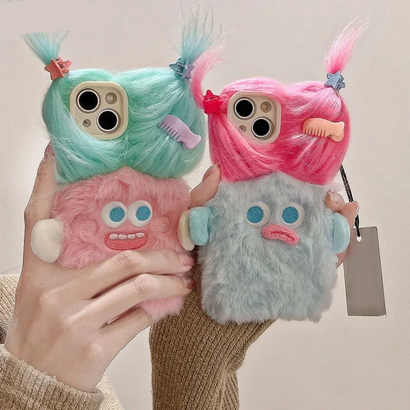 3D Fluffy Cartoon Case for iPhone 17 Pro Max | 17 Pro | 16 Pro Max | 16 Pro | 15 Pro Max | 15 Pro | 14 Pro Max | 14 Pro | 13 Pro Max | 12 Pro Max | 11 Pro Max