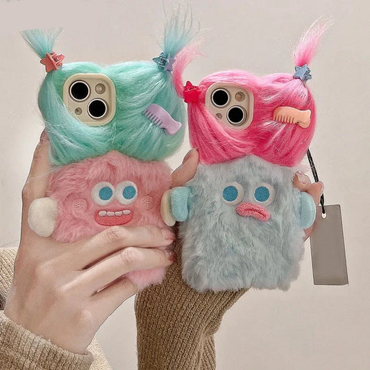 3D Fluffy Cartoon Case for iPhone 17 Pro Max | 17 Pro | 16 Pro Max | 16 Pro | 15 Pro Max | 15 Pro | 14 Pro Max | 14 Pro | 13 Pro Max | 12 Pro Max | 11 Pro Max