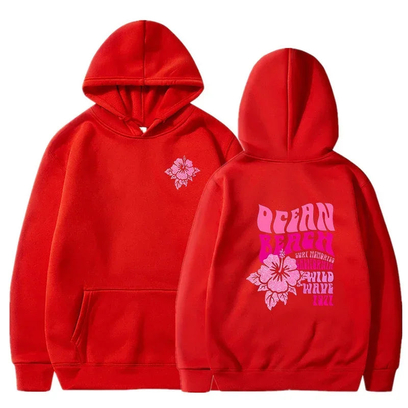 Flower Slogan Pullover Hoodie
