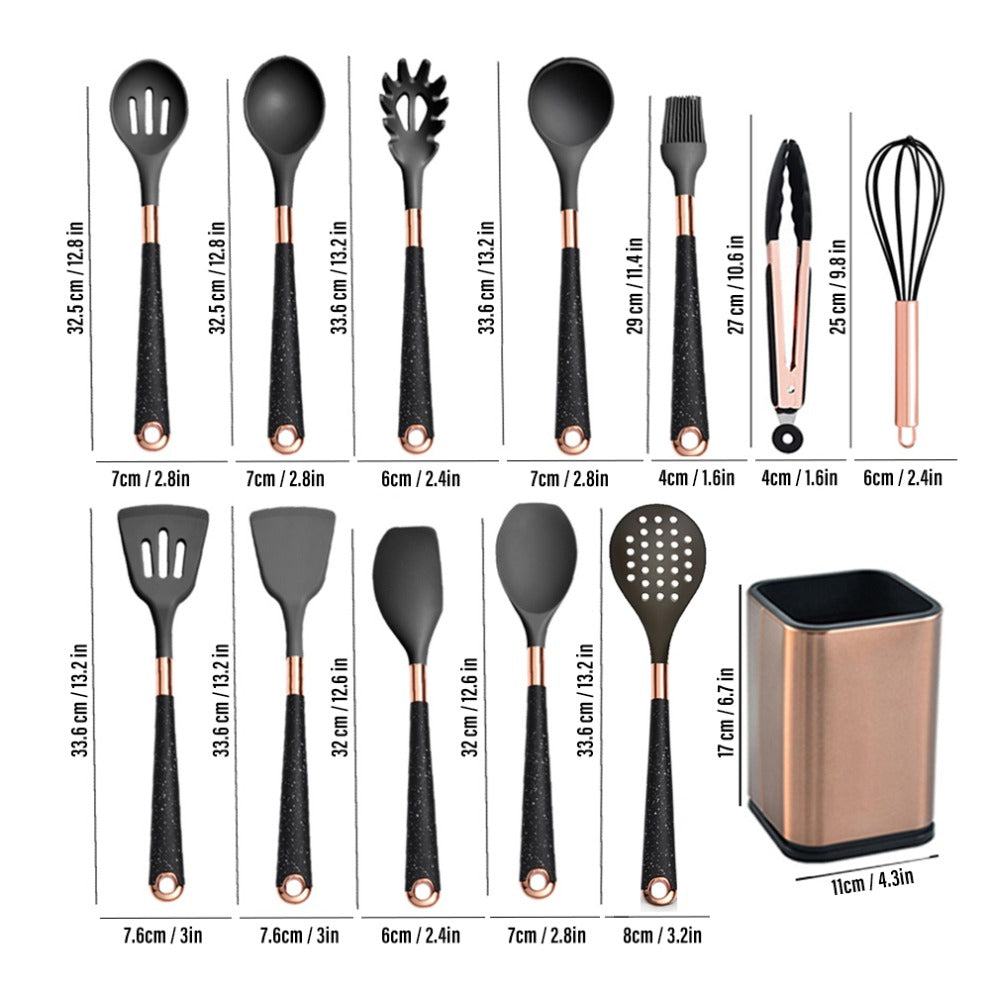 Silicone Khaki Utensils Set For Kitchen