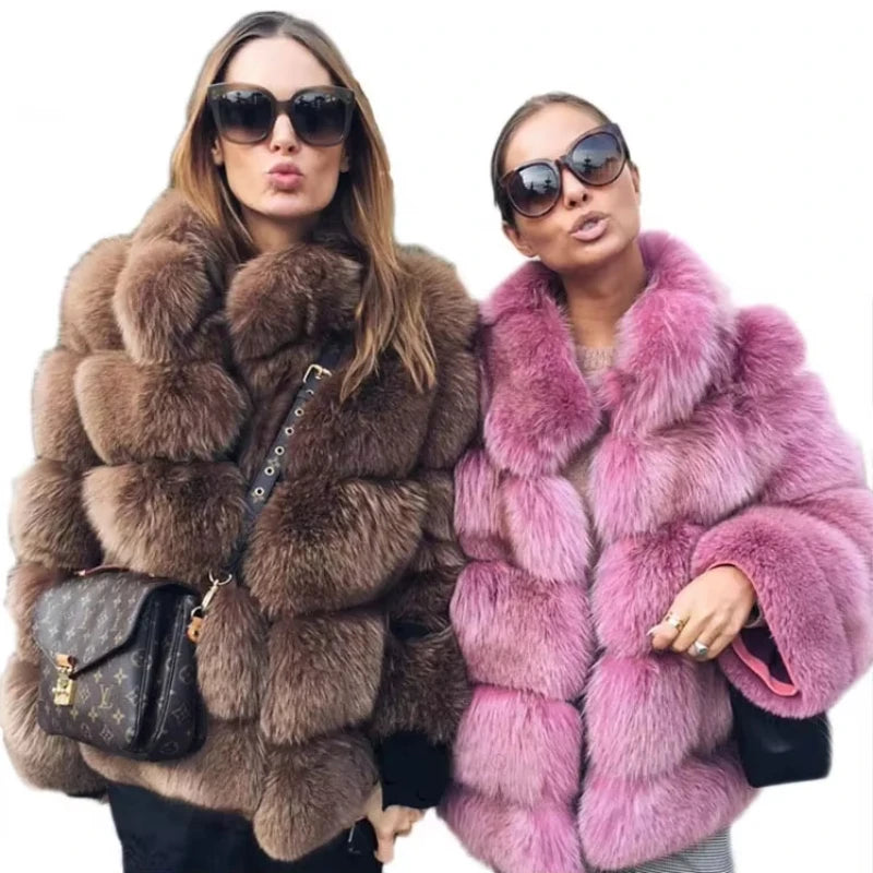 Spliced Faux Fur Short Coat