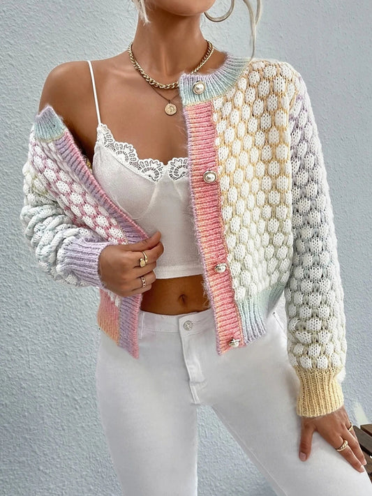 Macron Gradient Checkered Cardigan