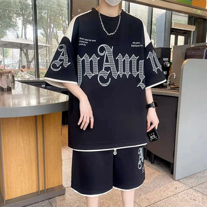 Letter Print T-Shirt Shorts Set