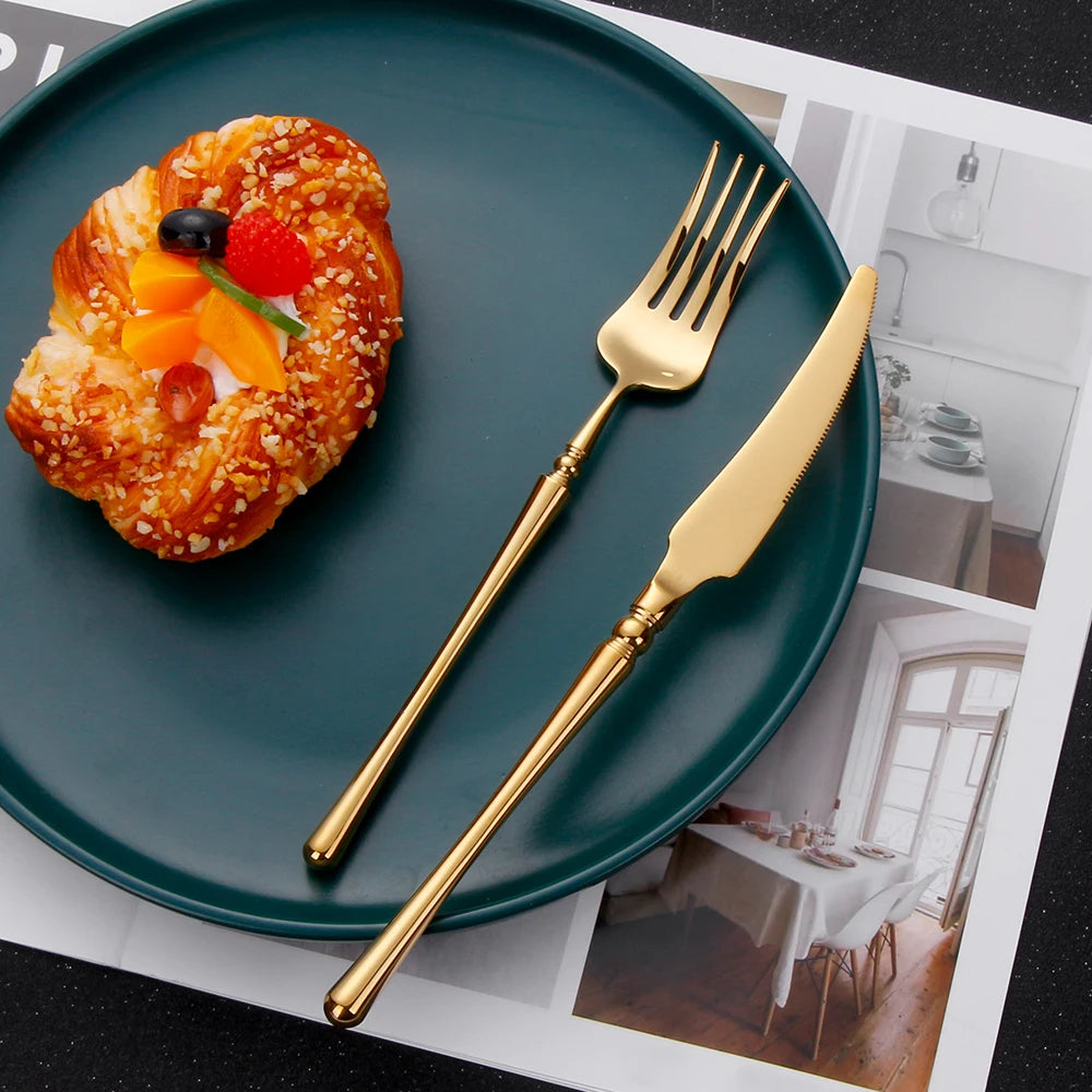 Metal Gold Cutlery Set Tableware
