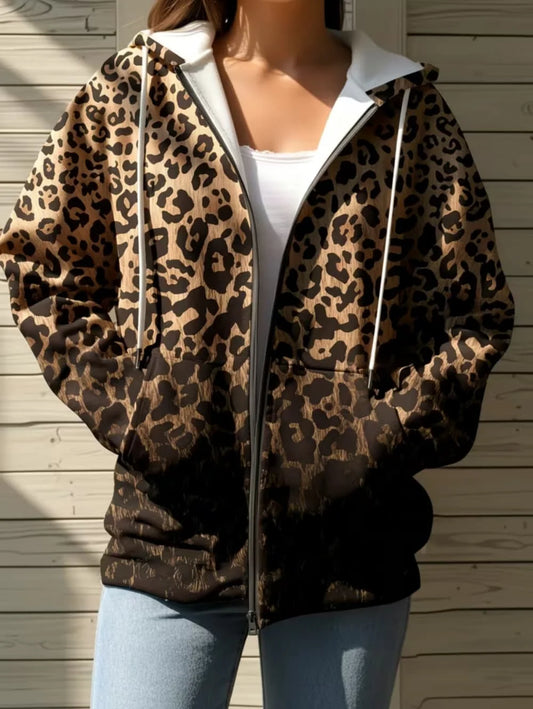 Thin Leopard Zip Hoodie