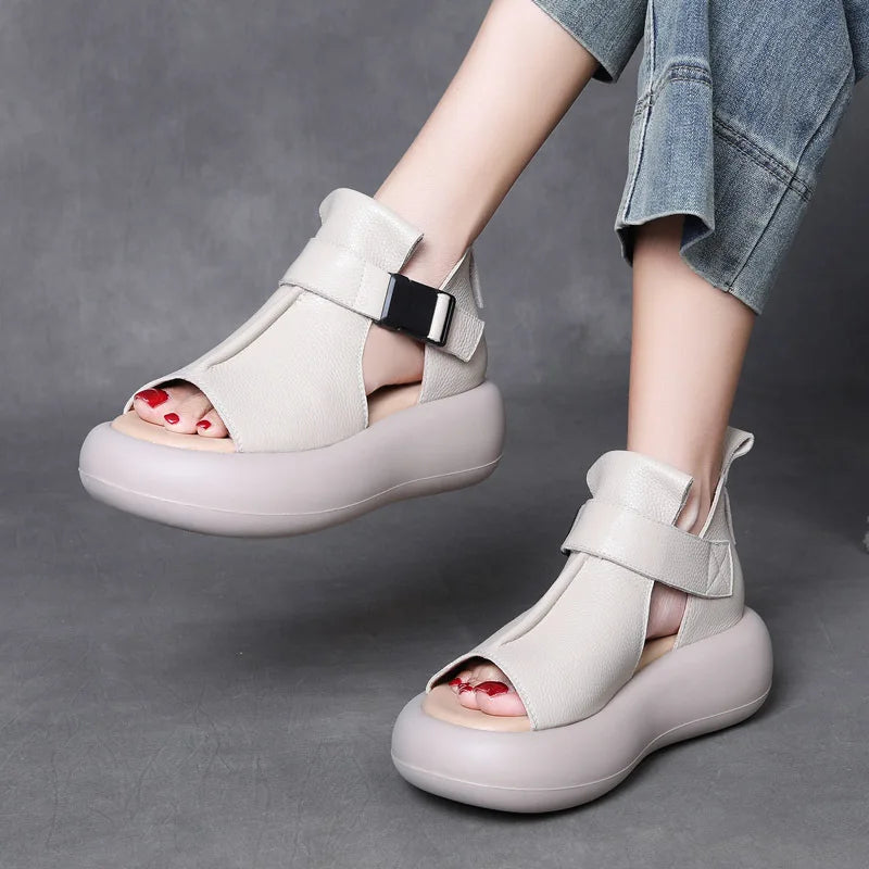 Leather Wedge Sandals