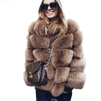Spliced Faux Fur Short Coat