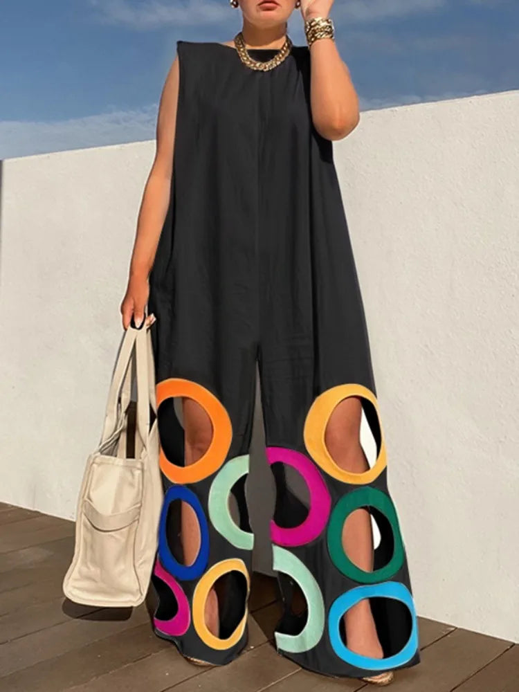 Women Rainbow Wide Jumpsuits