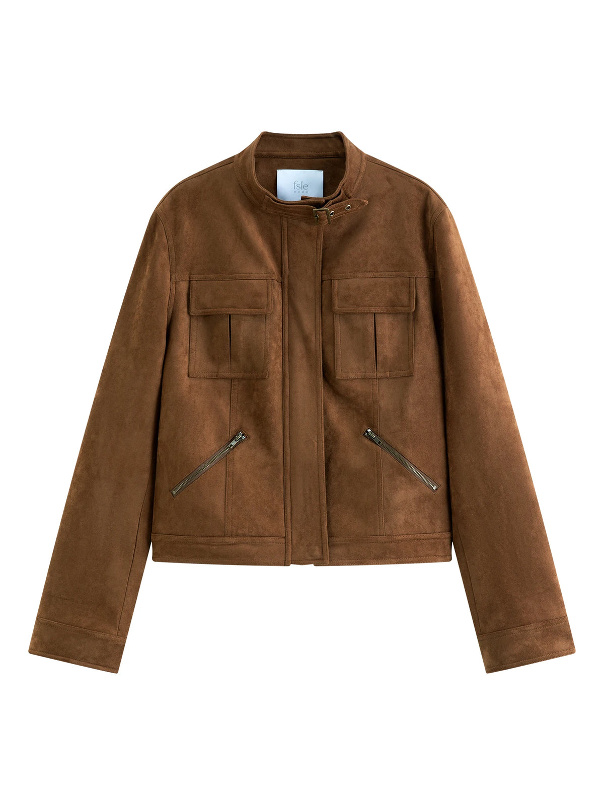 Faux Suede Utility Jacket