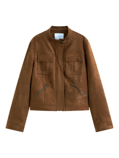 Faux Suede Utility Jacket