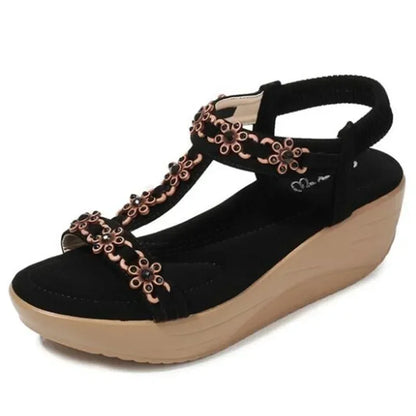 Floral Gladiator Wedges