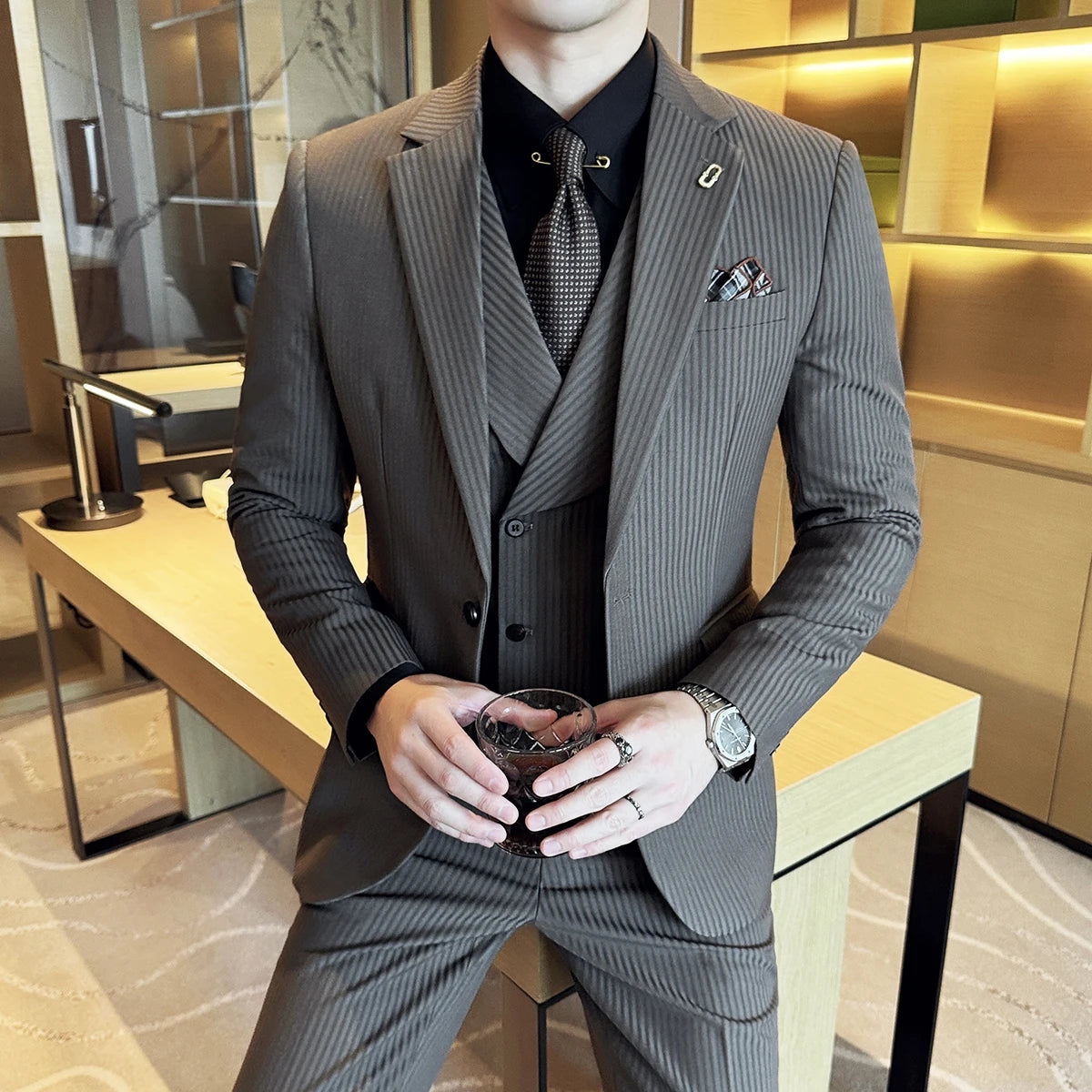 Jackets Pants Vest Stripe Suit