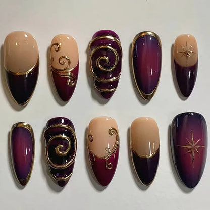 3D Flower Almond Press-On Nails