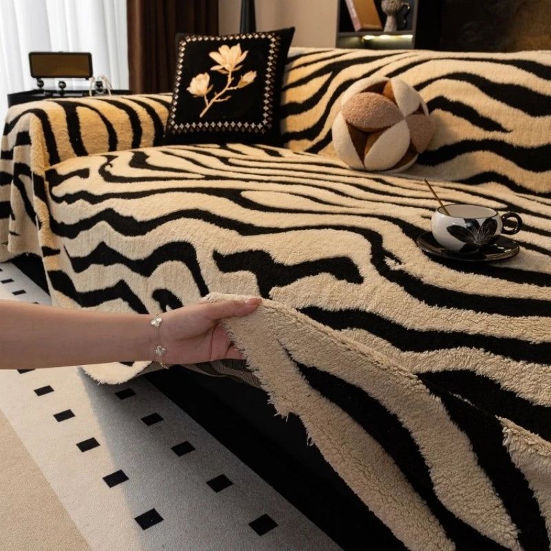 Zebra Fleece Sofa Cover