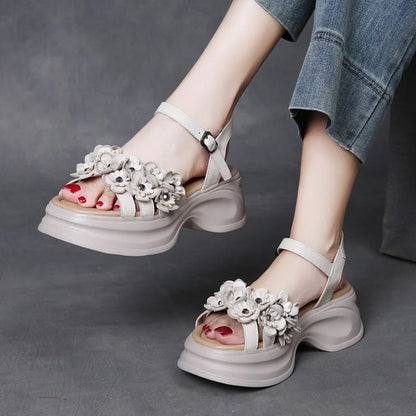 Leather Wedge Sandals