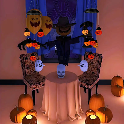 Solar Skull and Pumpkin String Lights