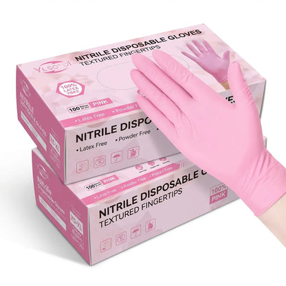 Pink Nitrile Disposable Gloves