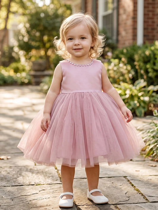 Princess Pink Tulle Flower Girl Dress