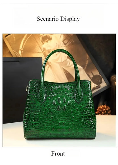 Polyester Zipper Shoulder Bag Crocodile