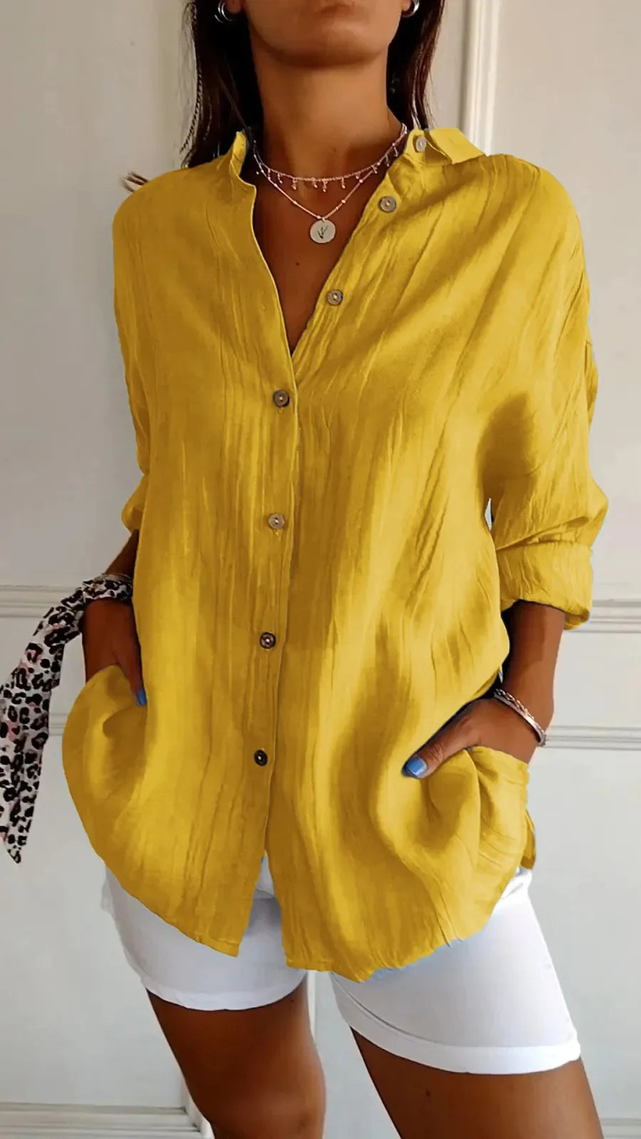 Women Solid Color Street Shirt