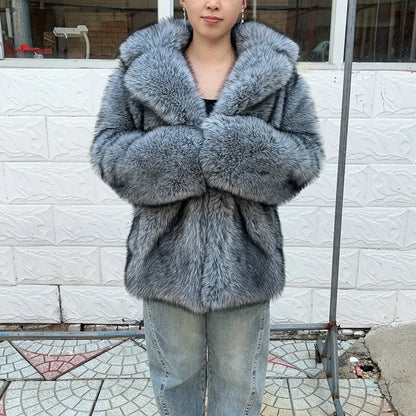 Silver Fox Faux Fur Coat