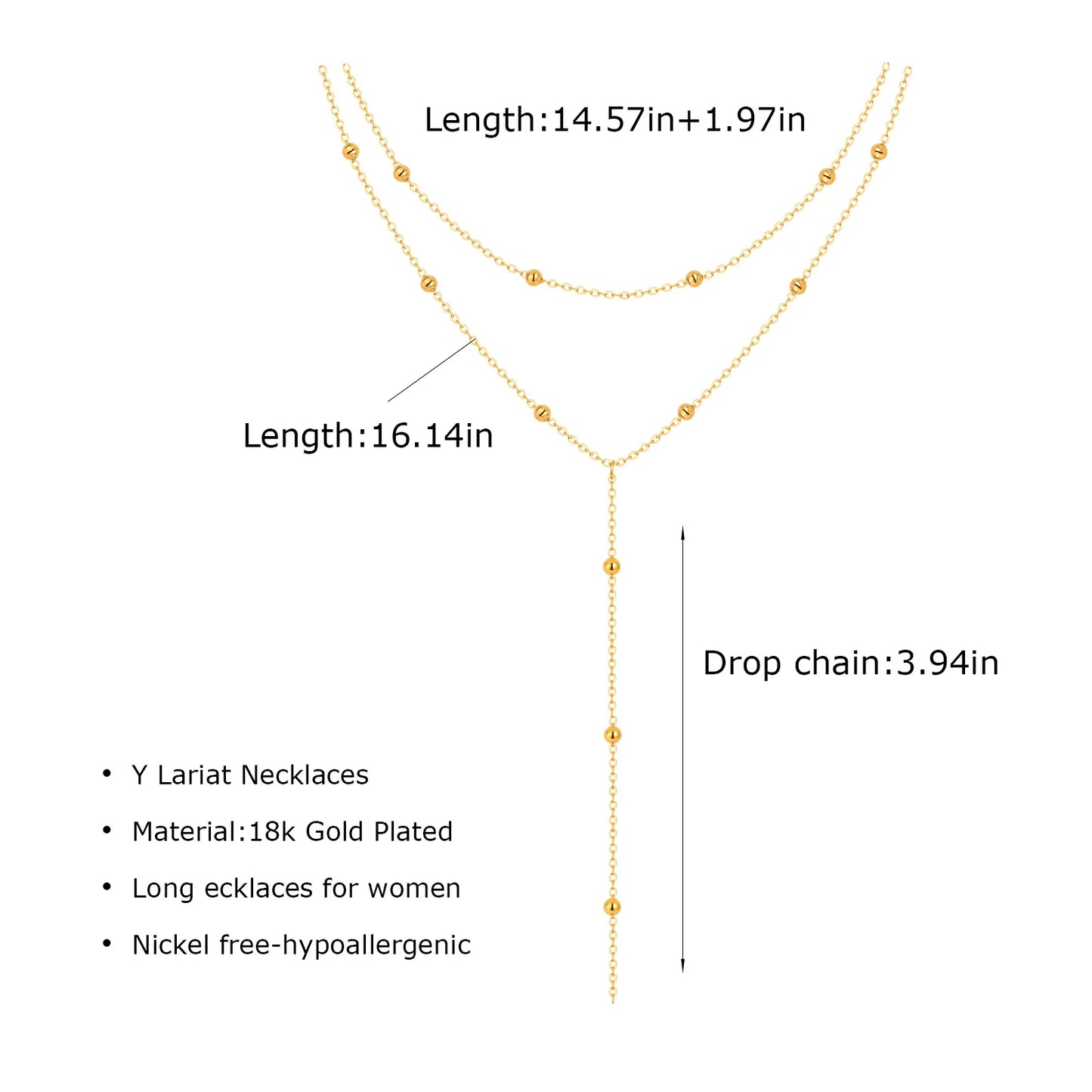 Gold Lariat Y-Shape Necklace