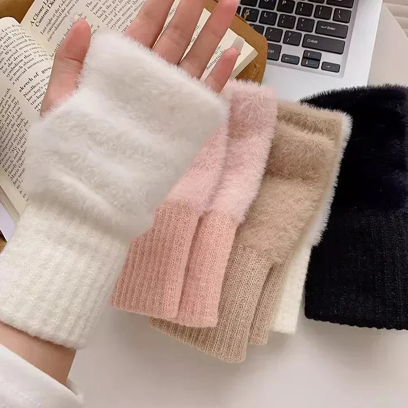 Soft Mink Fingerless Gloves