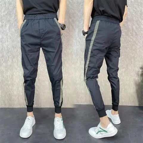 Slim Elastic Casual Patchwork Korean Trouser